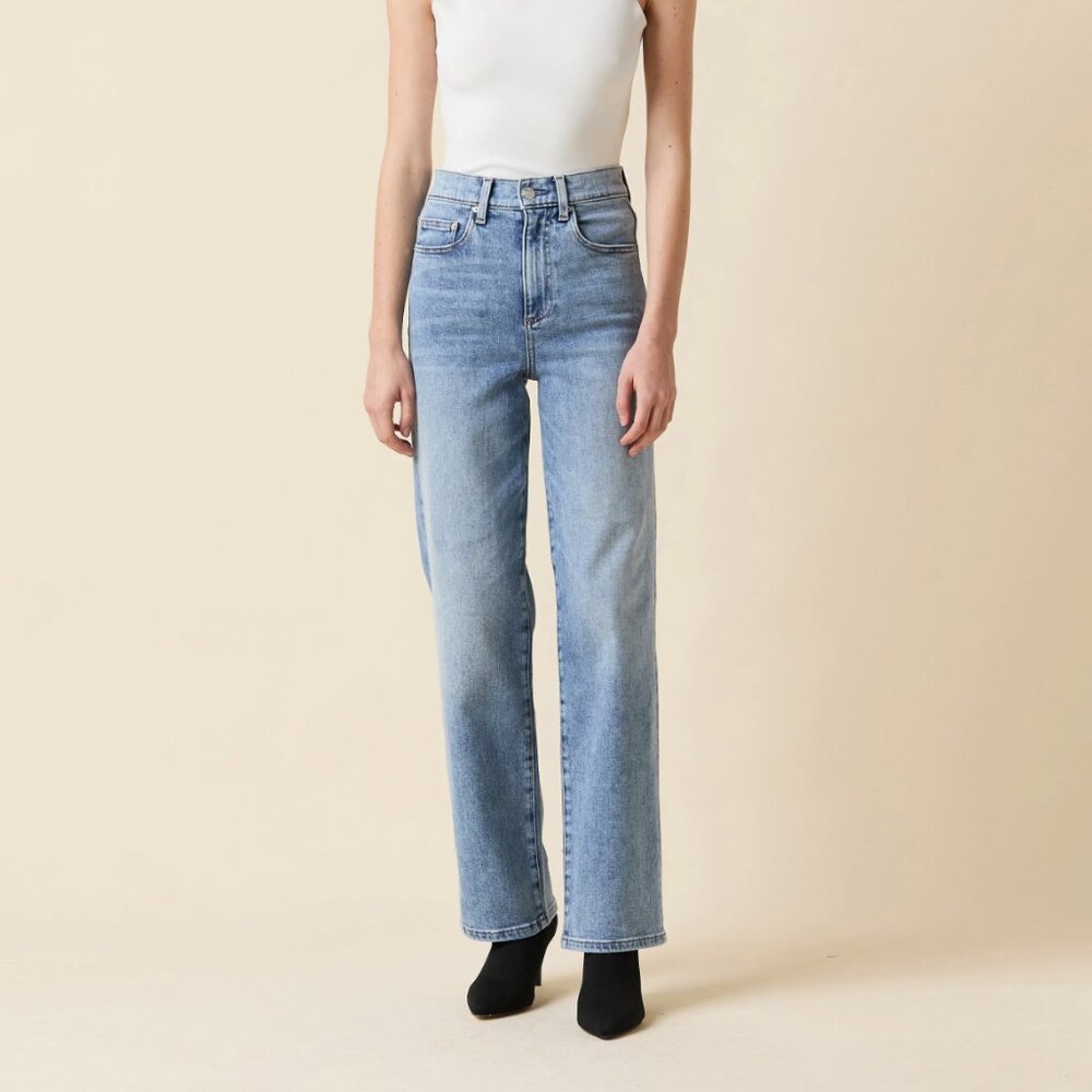 LE JEAN 90's Straight Leg Big Chill Wash Denim Jeans $248 NWT Sz 27